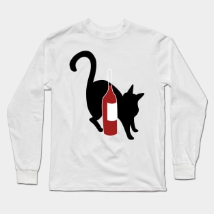 Red Wine & Black Cat Long Sleeve T-Shirt